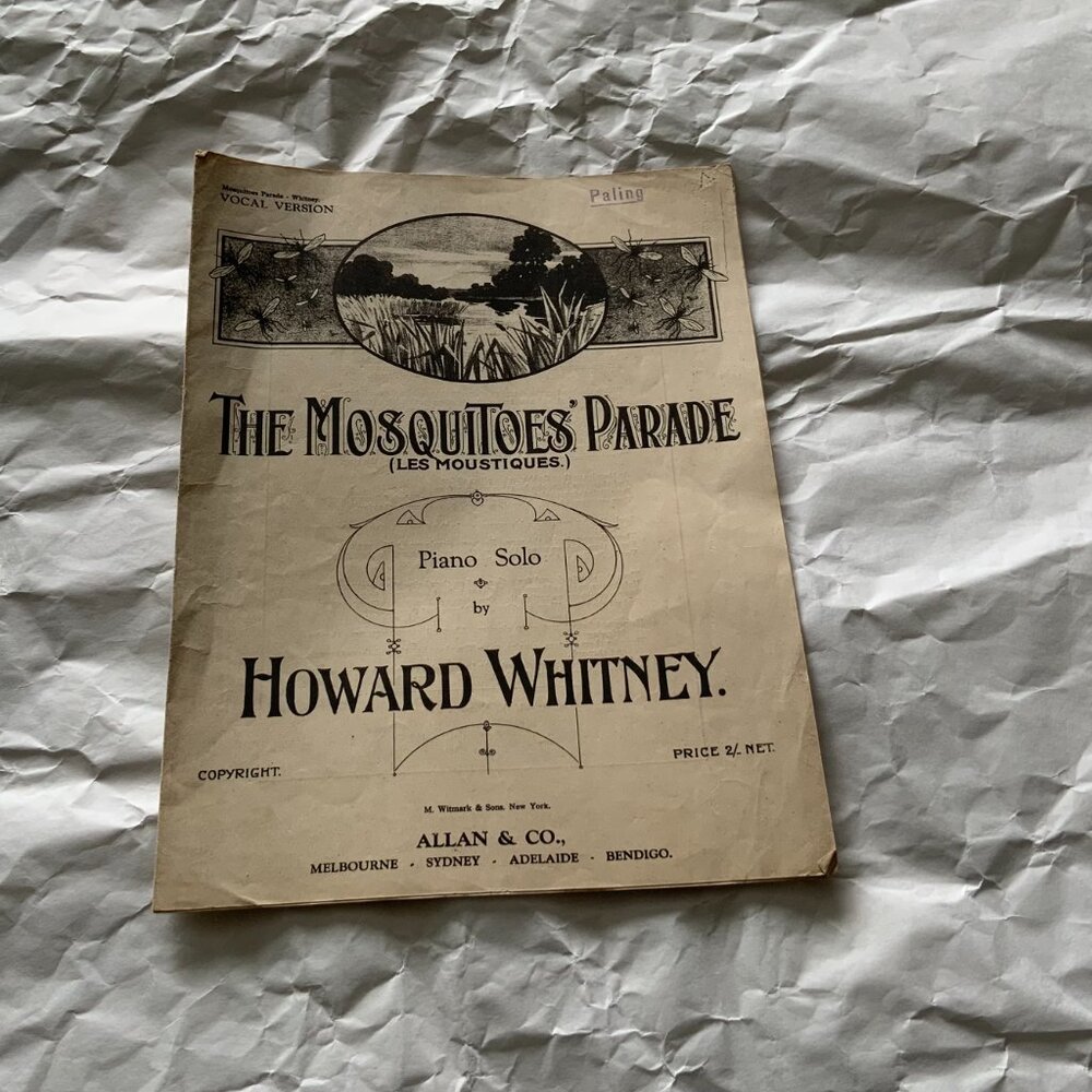 VINTAGE SHEET MUSIC - THE MOSQUITOES PARADE by HOWARD WHITNEY 1800 AUSTRALIA
